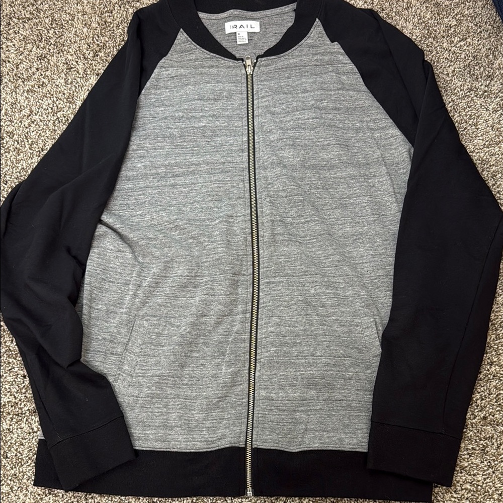 The Rail Gray and Black Zip Up Sweater